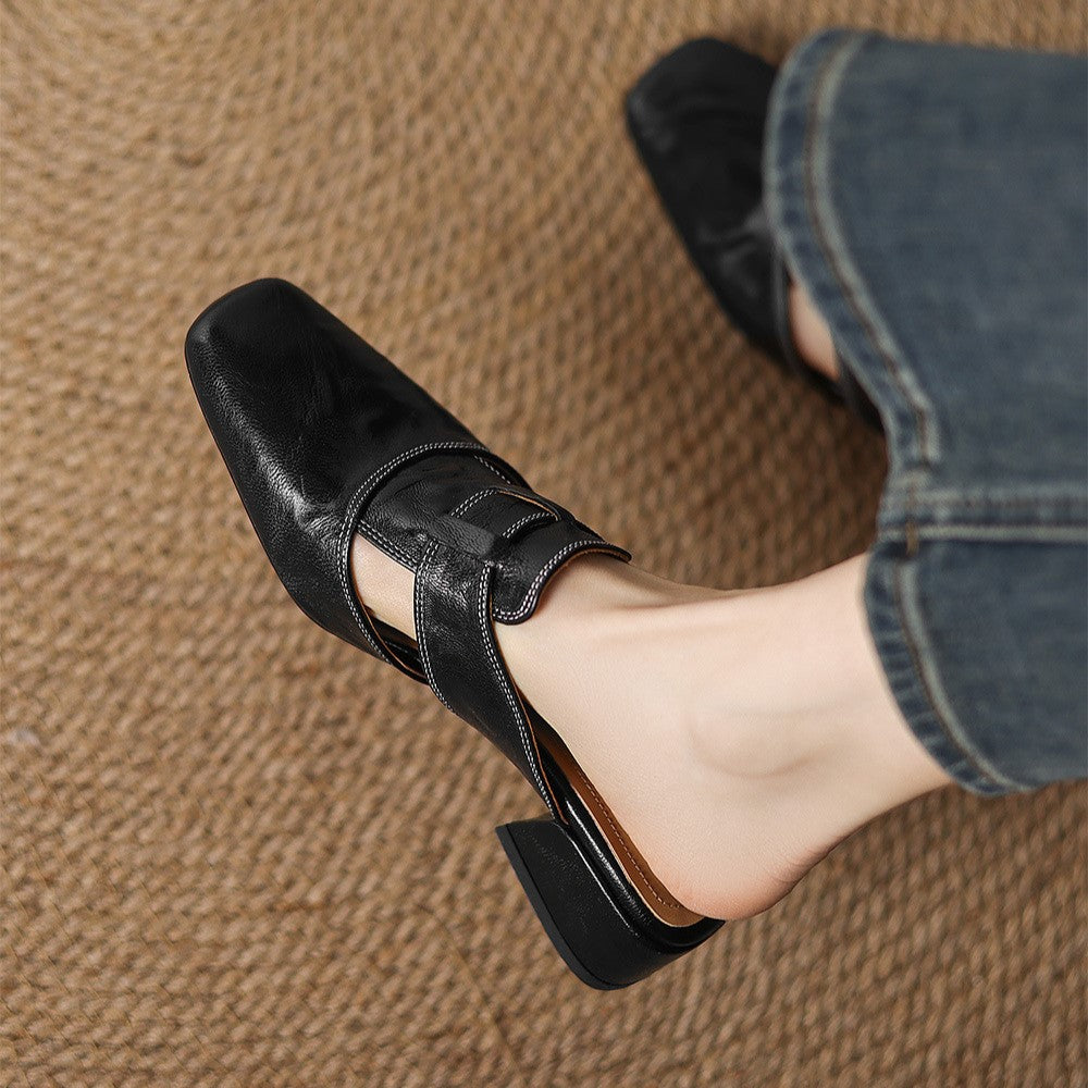 Rosel | Mules in pelle a punta quadrata