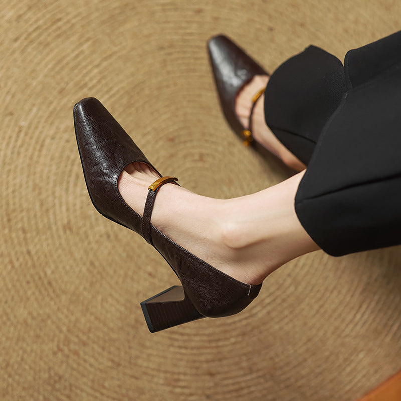 Marleon | Leather Block-Heel Pumps