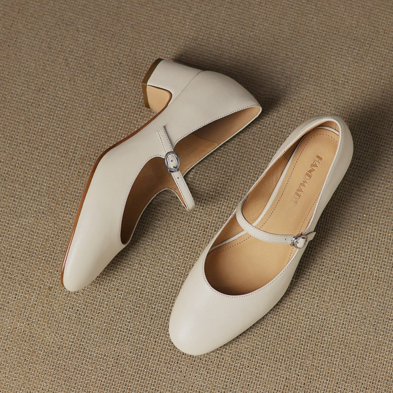 Corinne | Mary Jane in pelle con punta tonda