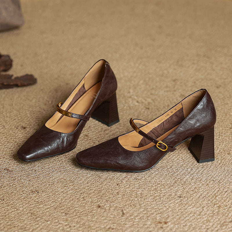 Marleon | Leather Block-Heel Pumps
