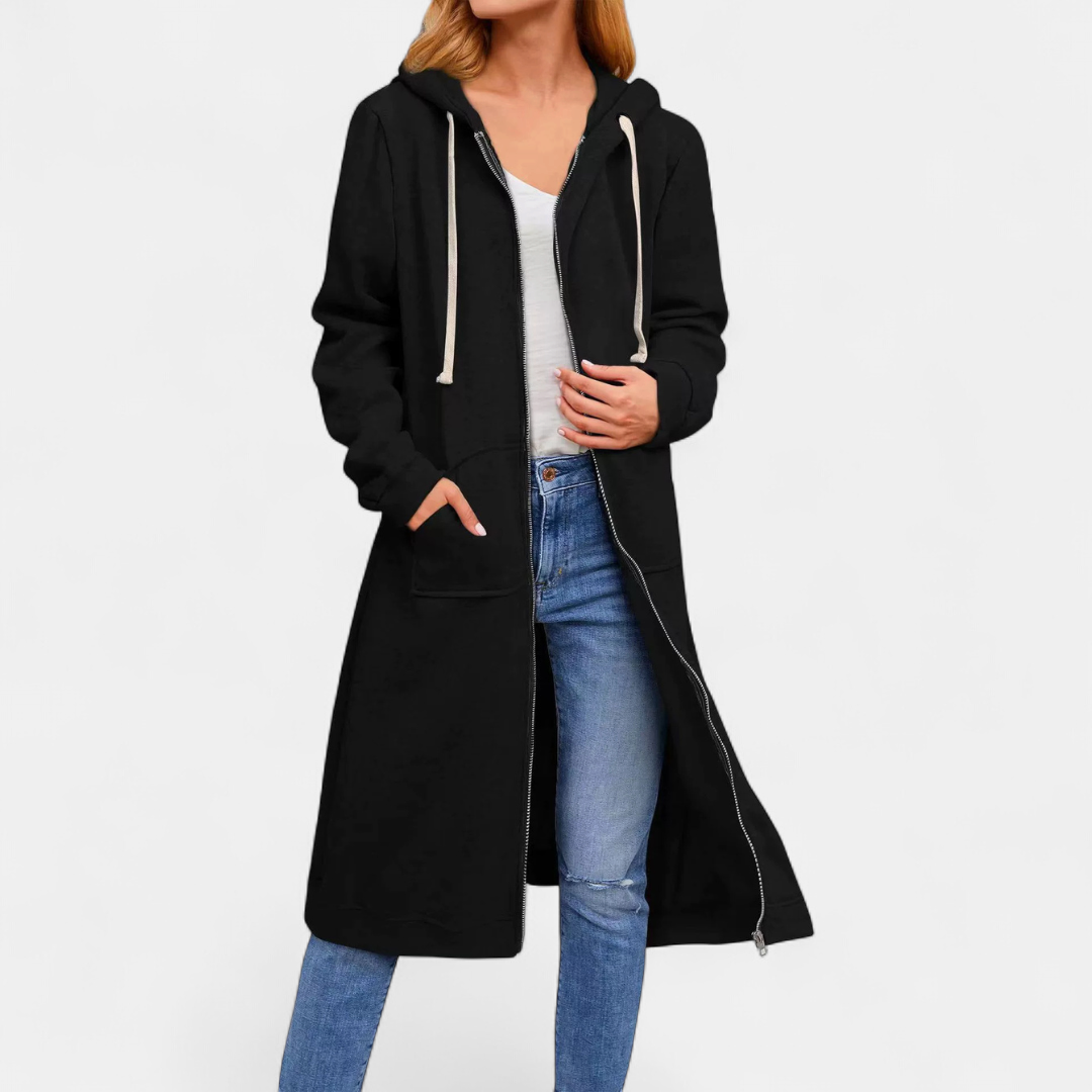 Renske | Cardigan lungo con zip - Vestibilità morbida