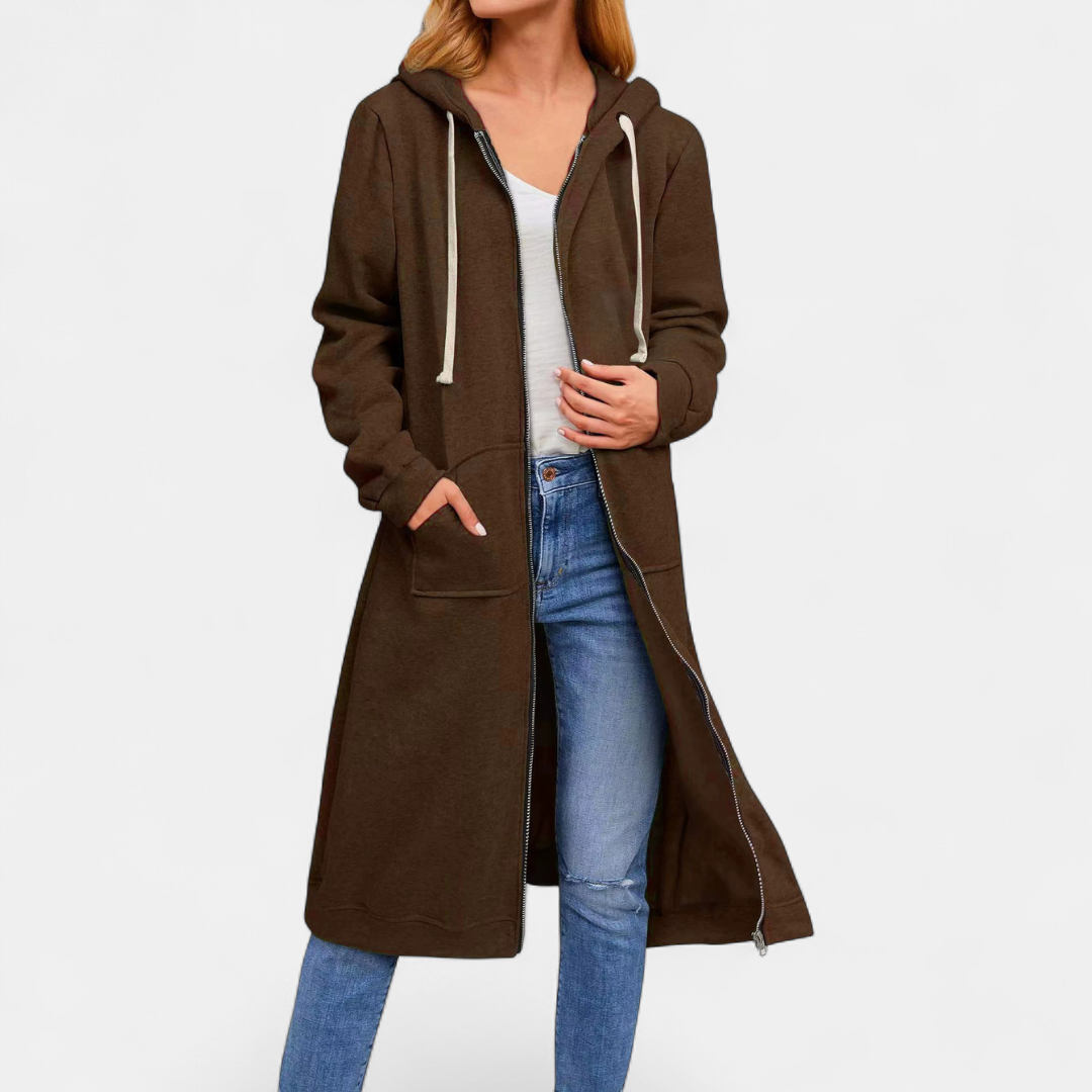 Renske | Cardigan lungo con zip - Vestibilità morbida