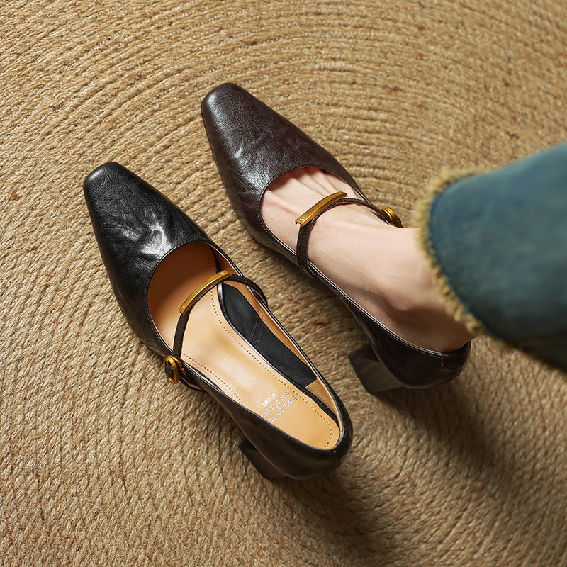 Marleon | Leather Block-Heel Pumps