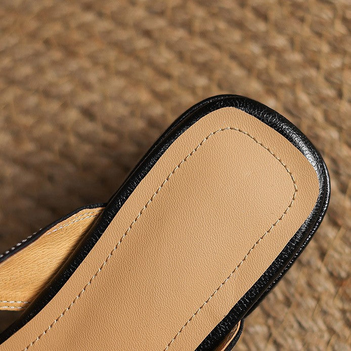Rosel | Mules in pelle a punta quadrata