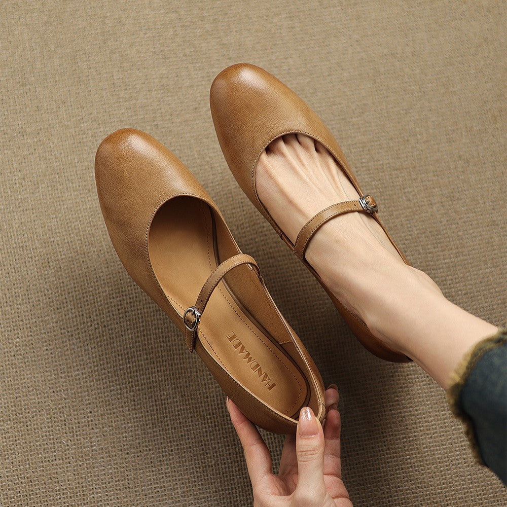 Corinne | Mary Jane in pelle con punta tonda