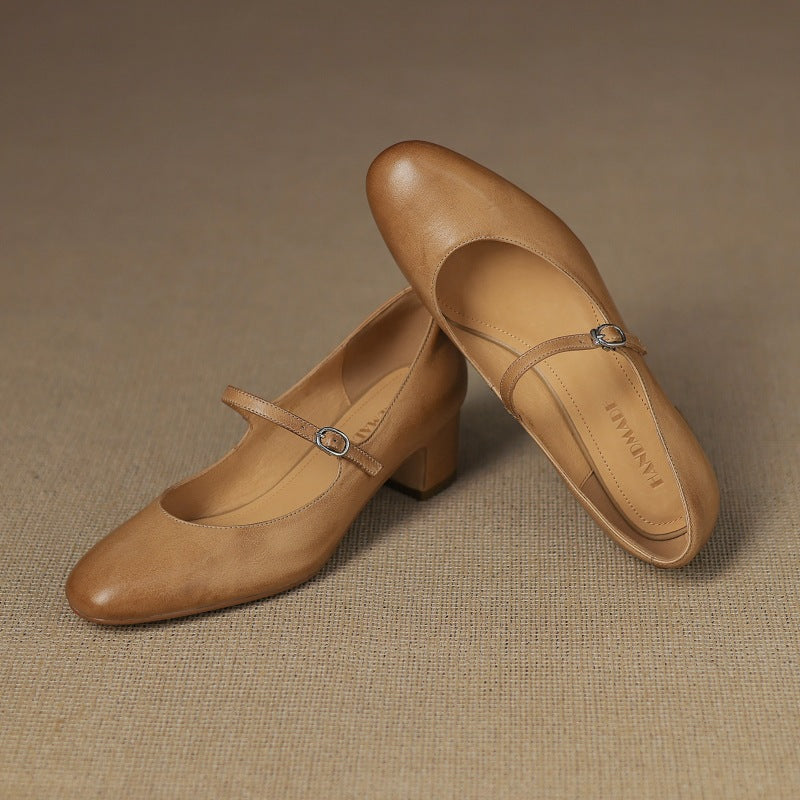 Corinne | Mary Jane in pelle con punta tonda