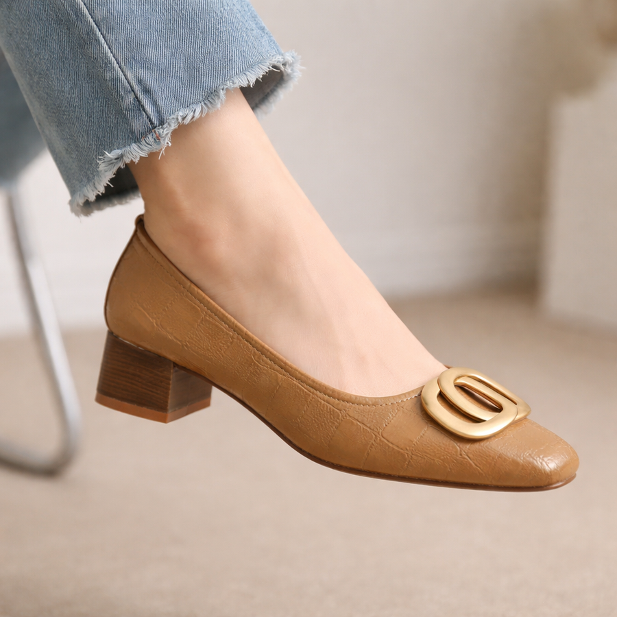 Opium Crest | Square-Toe Block Heels