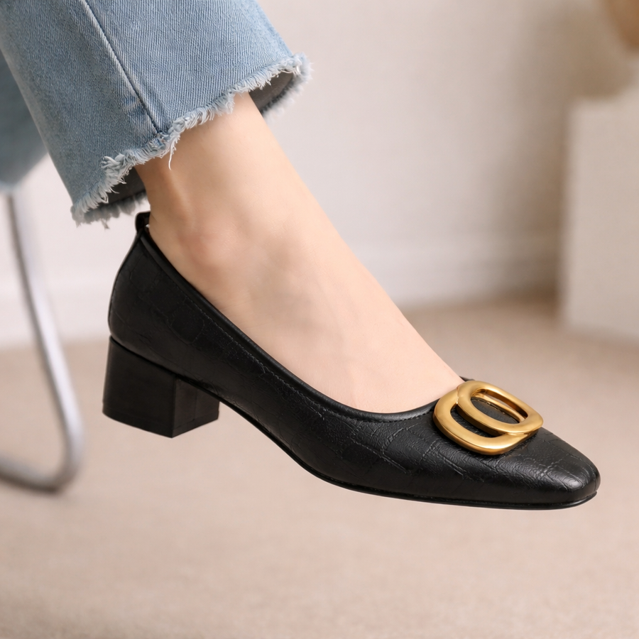 Opium Crest | Square-Toe Block Heels