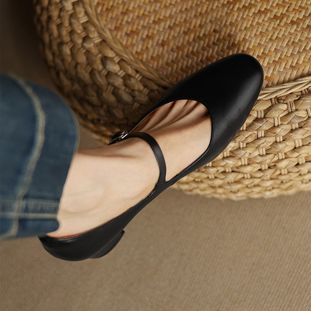 Corinne | Mary Jane in pelle con punta tonda