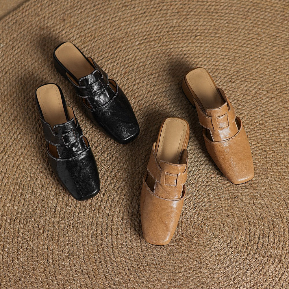 Rosel | Mules in pelle a punta quadrata