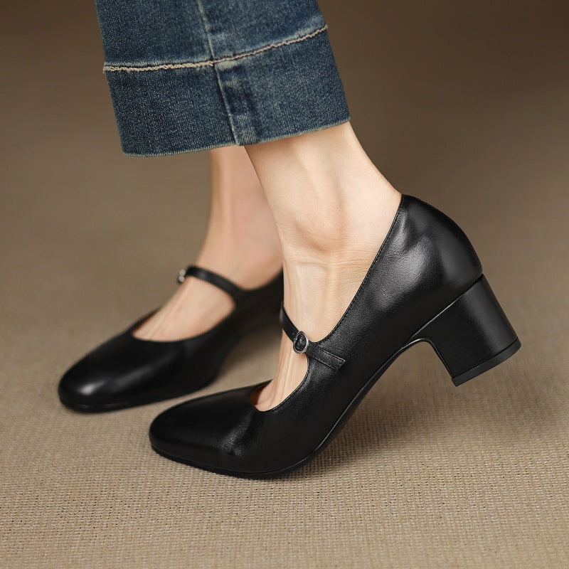 Corinne | Mary Jane in pelle con punta tonda
