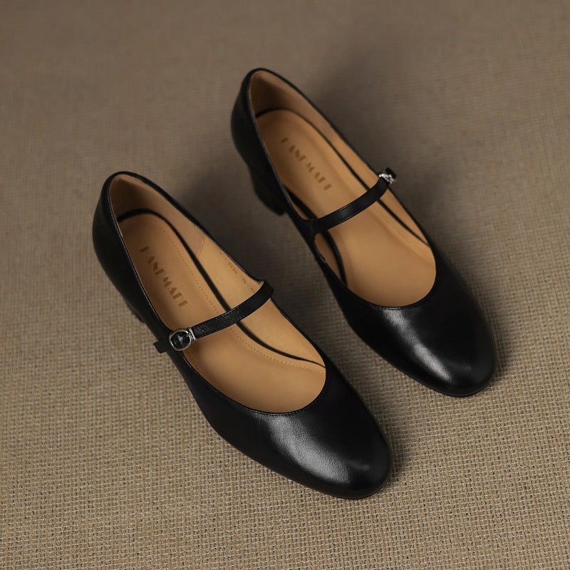 Corinne | Mary Jane in pelle con punta tonda