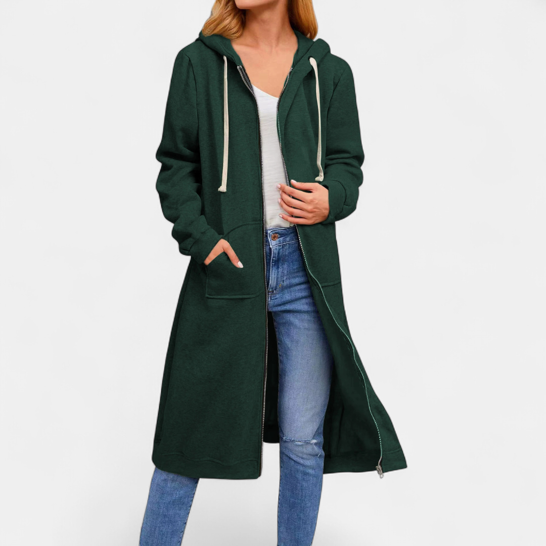 Renske | Cardigan lungo con zip - Vestibilità morbida