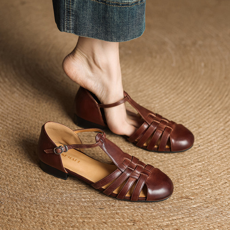 Astrid | Ballerine in pelle intrecciata vintage