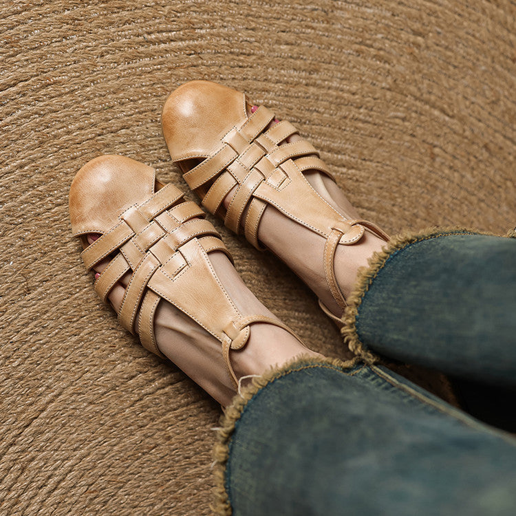 Solene | Genuine Leather Woven Ballerinas