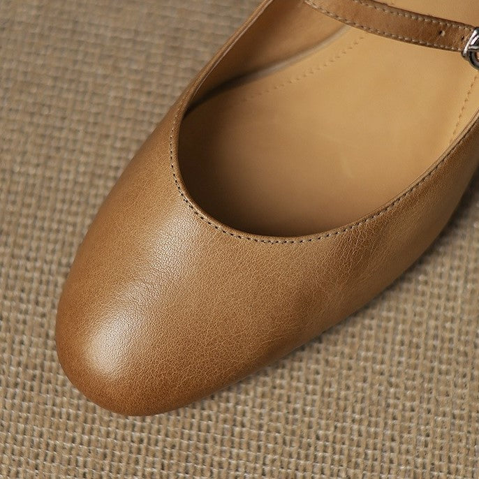 Corinne | Mary Jane in pelle con punta tonda