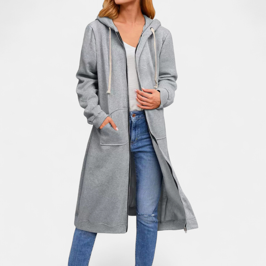 Renske | Cardigan lungo con zip - Vestibilità morbida