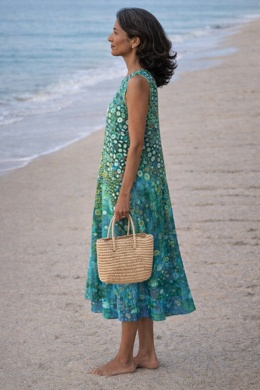 Filippa | Abito midi fluido con stampa a righe