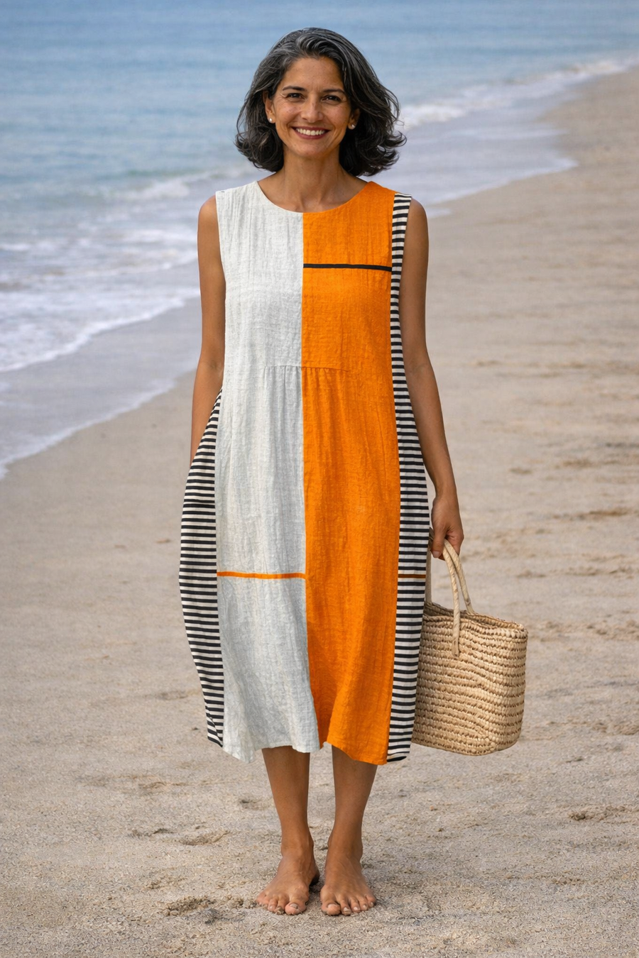 Matilda | Striped Dress with Colour Block Design