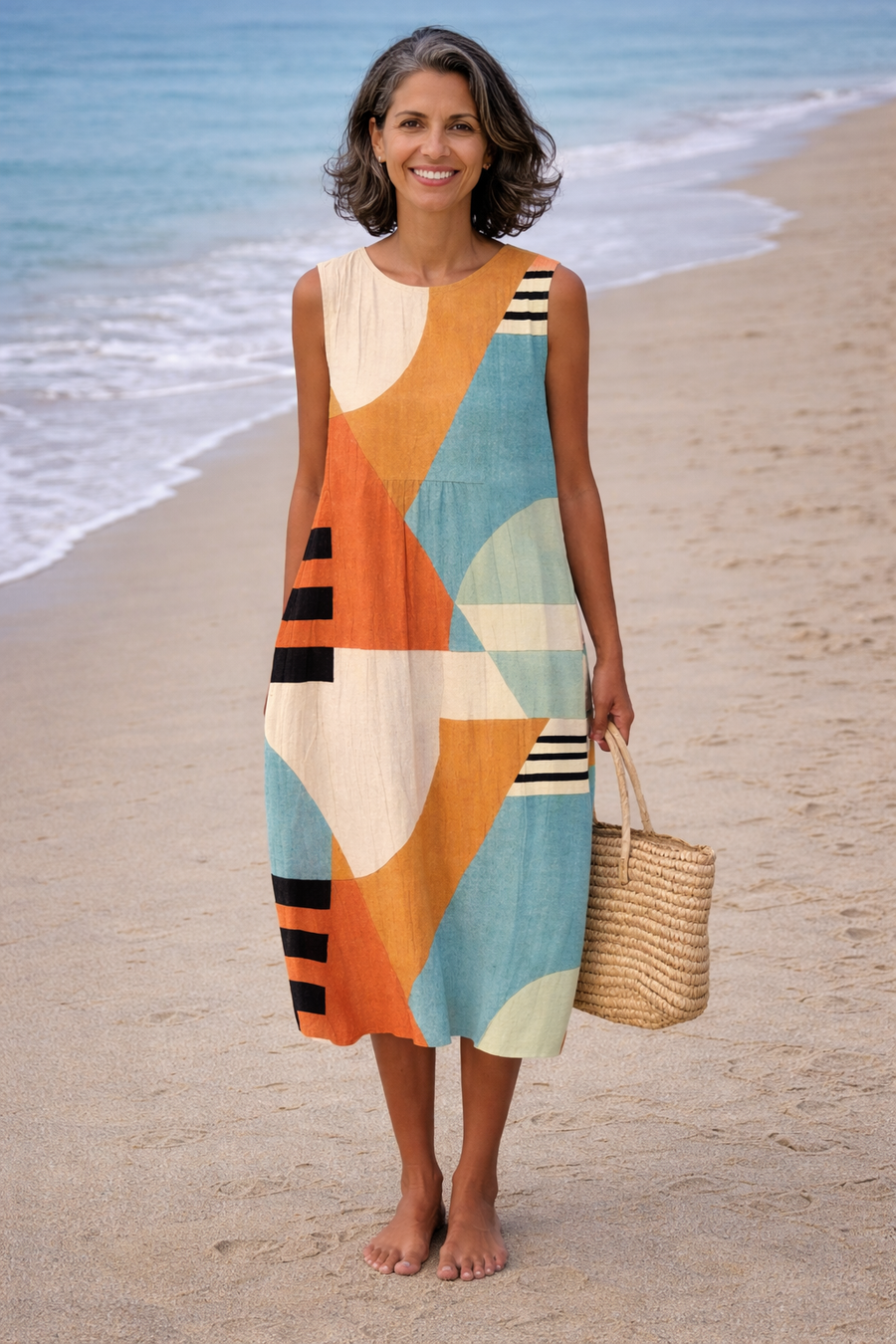 Felicia | Geometric Dress with a Relaxed Fit
