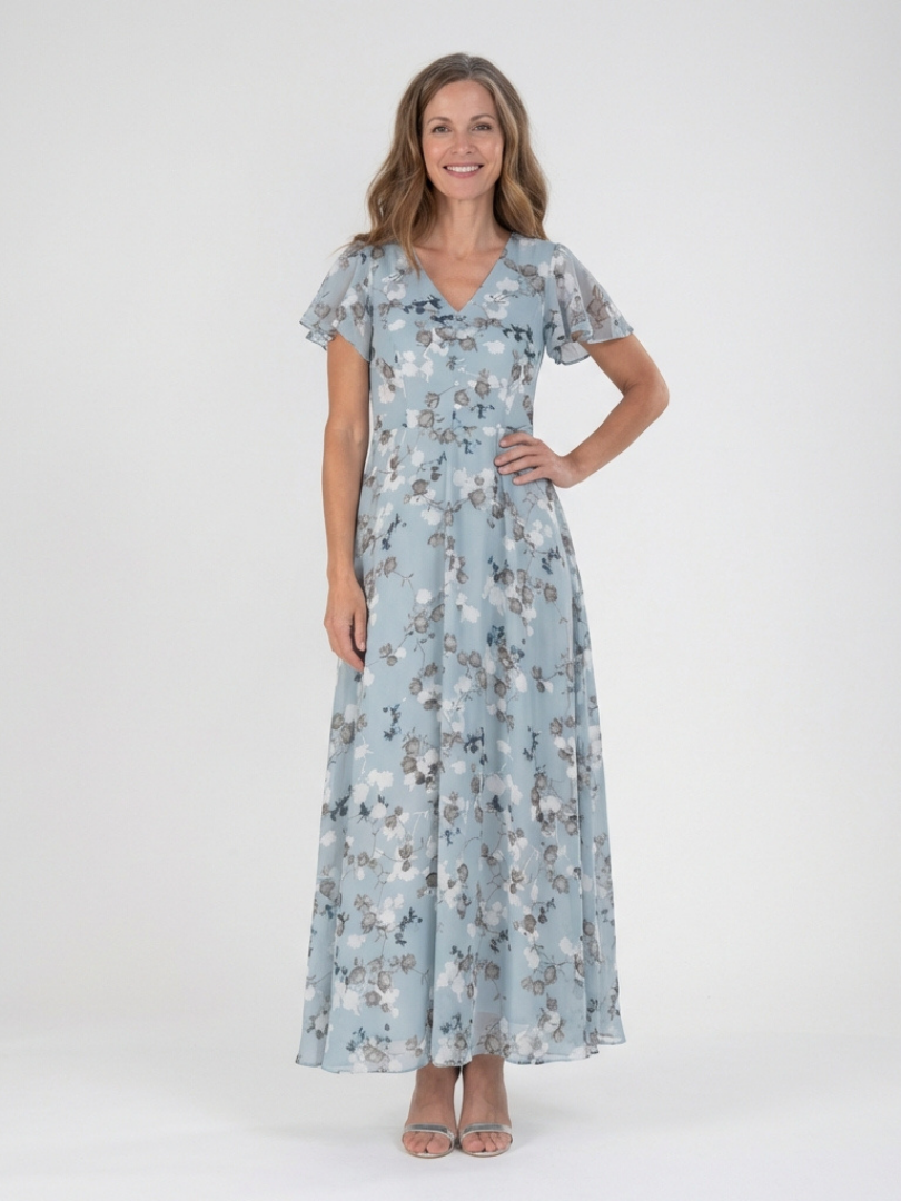 Ismeria | Chiffon Floral Maxi Dress