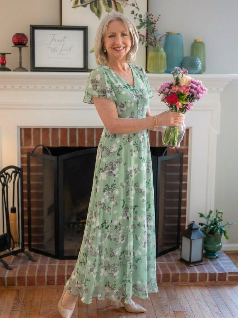 Ismeria | Chiffon Floral Maxi Dress