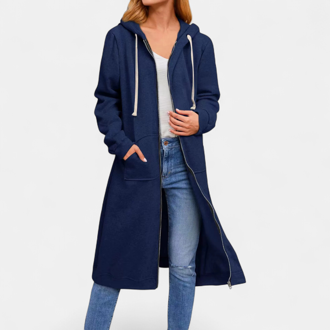 Renske | Cardigan lungo con zip - Vestibilità morbida