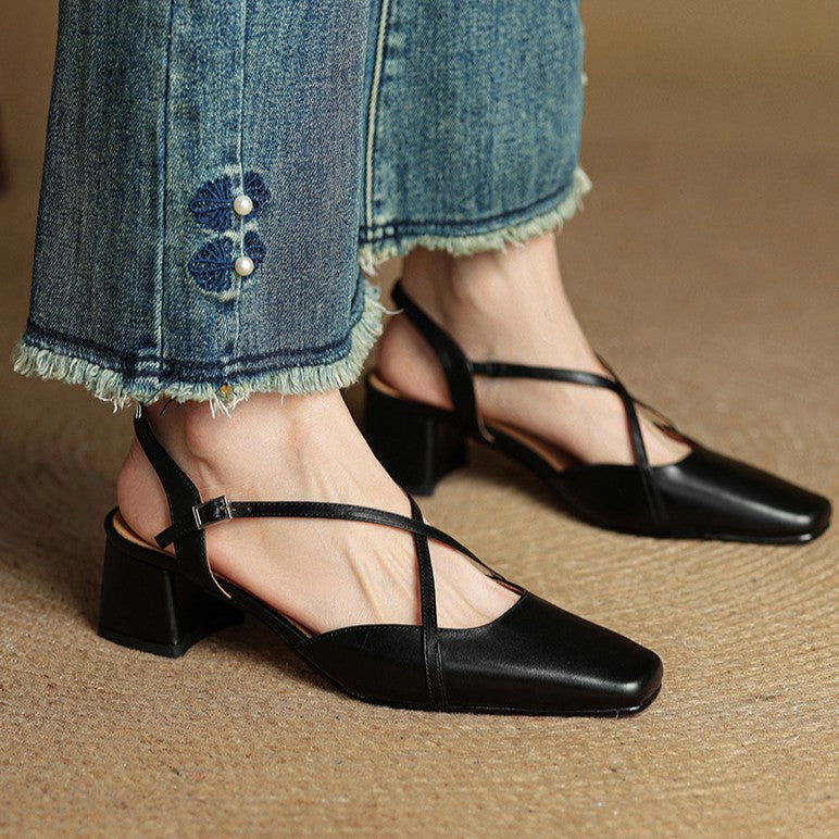 Valenne | Décolleté slingback con punta quadrata