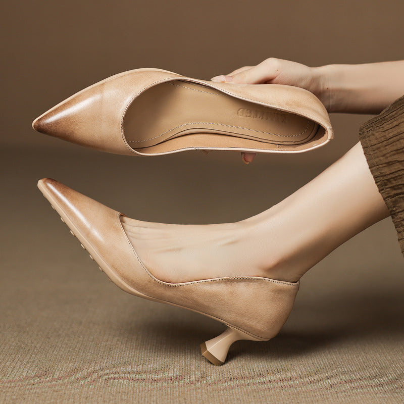 Calenne | Leather Kitten Heels