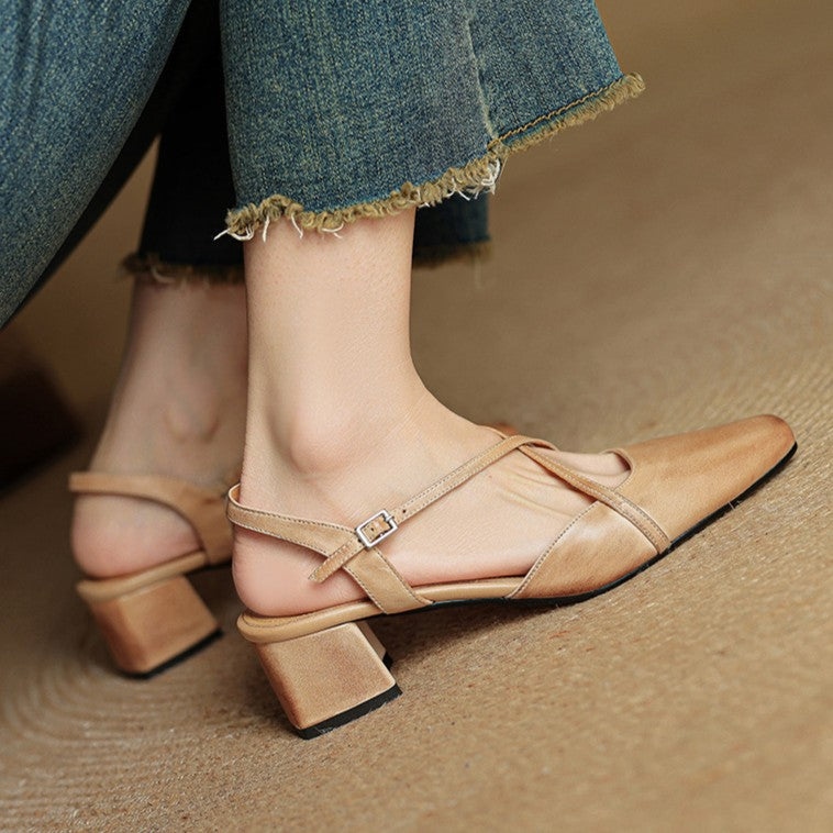 Valenne | Décolleté slingback con punta quadrata