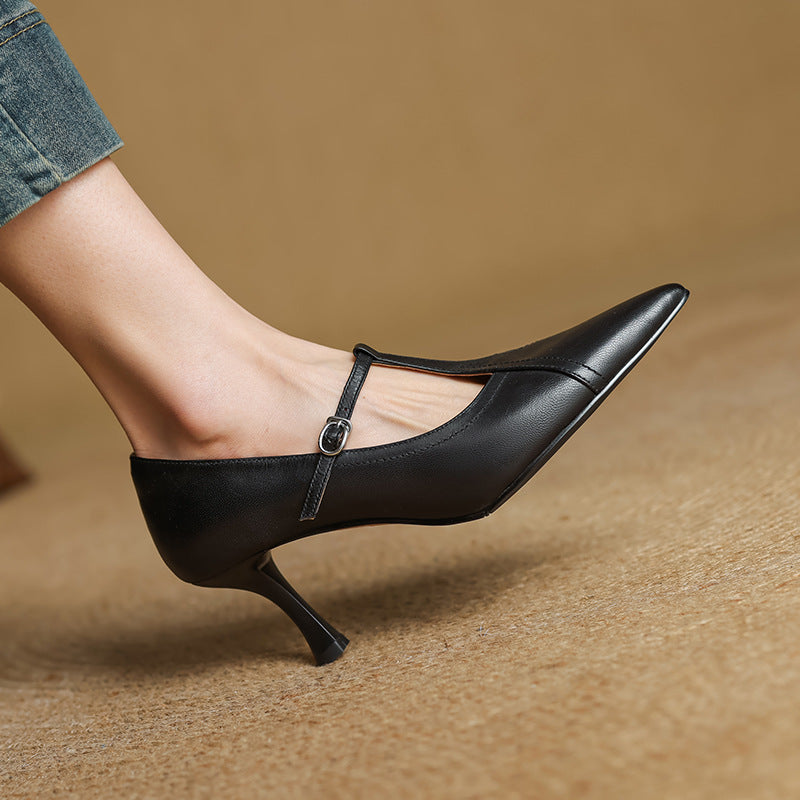 Aveline | T-Bar Leather Pumps