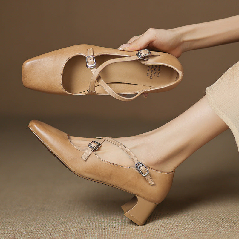 Marvane | Kitten Heel Leather Pumps