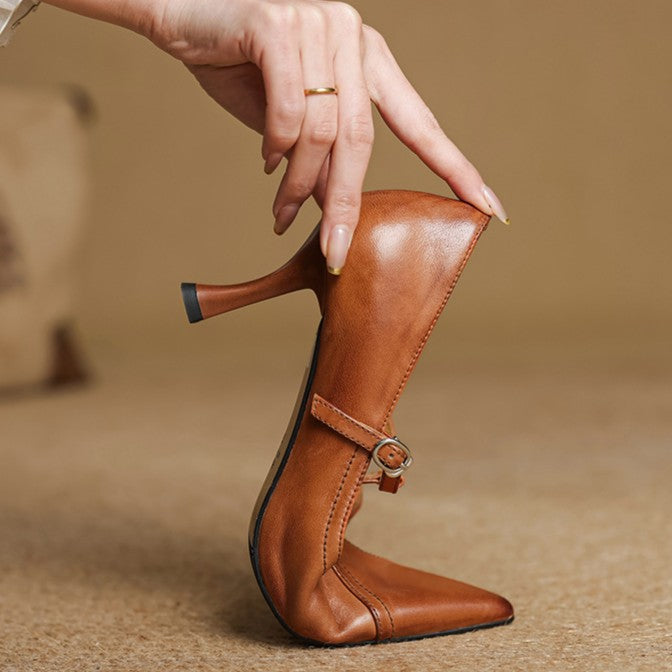 Aveline | T-Bar Leather Pumps