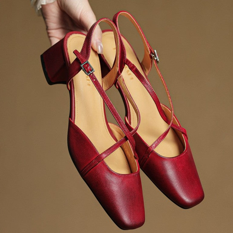 Valenne | Décolleté slingback con punta quadrata