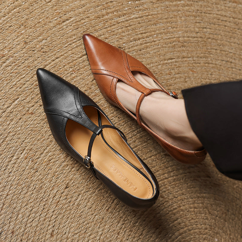 Aveline | T-Bar Leather Pumps