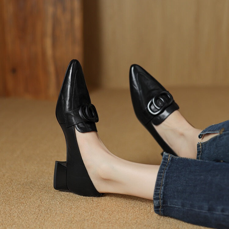 Alma | Pointed-Toe Block Heel Shoes