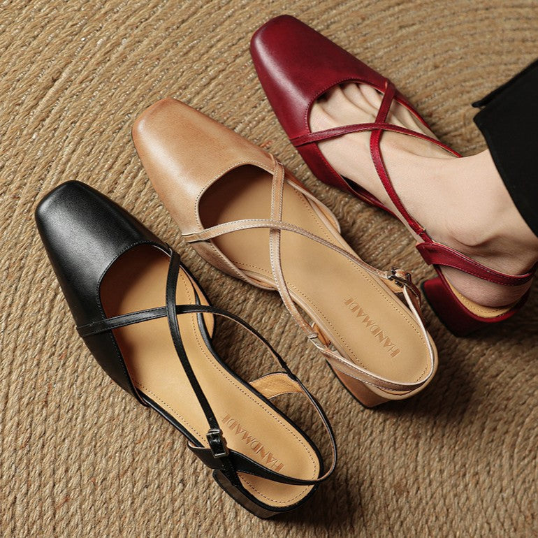 Valenne | Décolleté slingback con punta quadrata