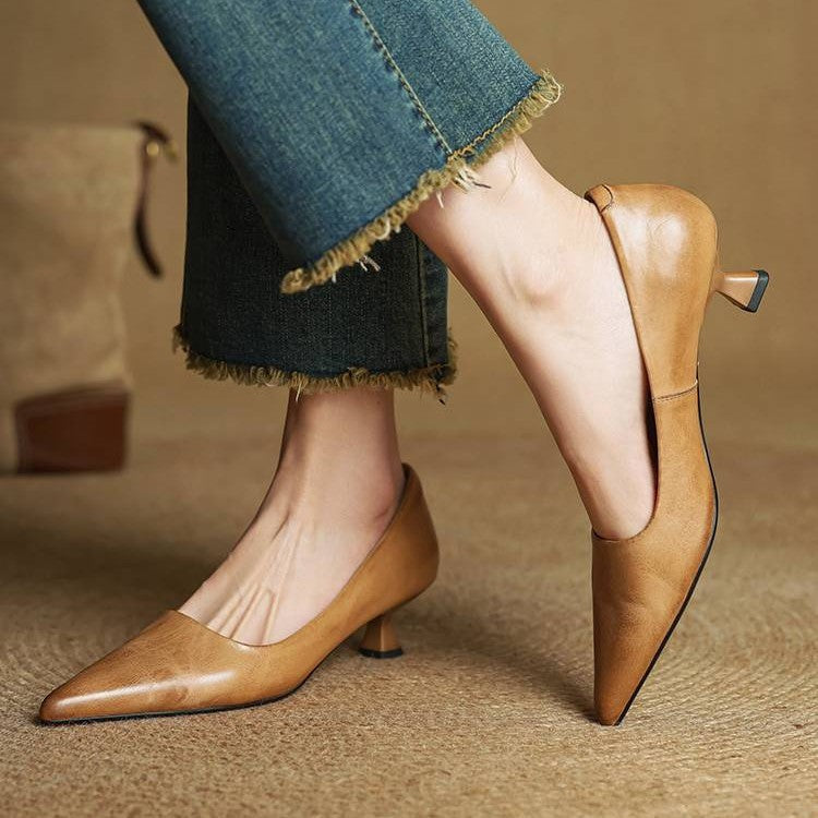 Serane | Leather Kitten Heels