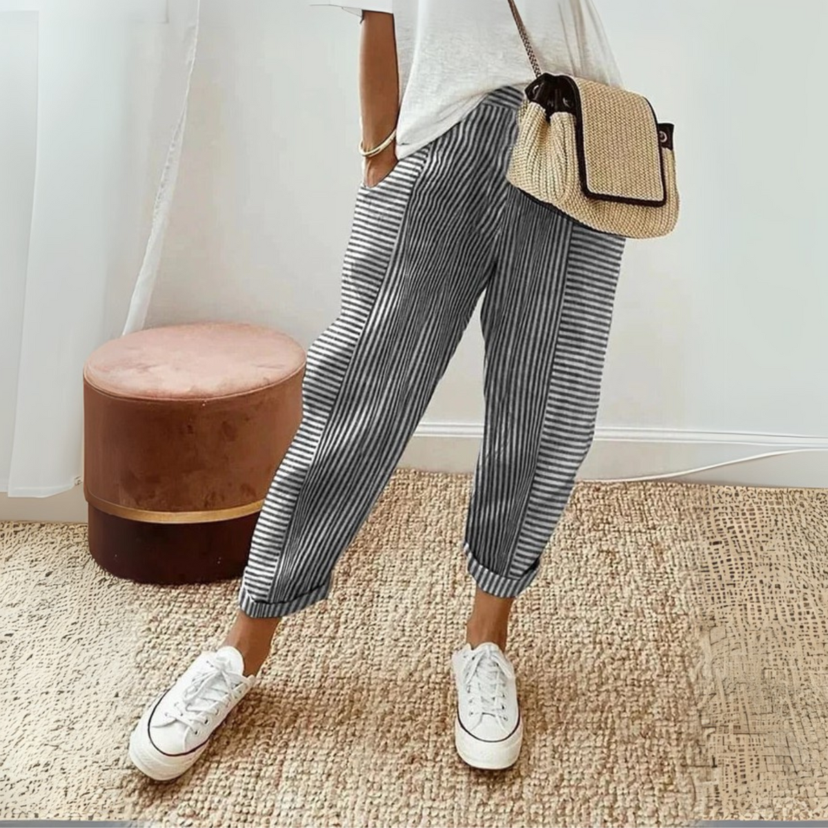 Celia | Pantaloni classici a righe in cotone