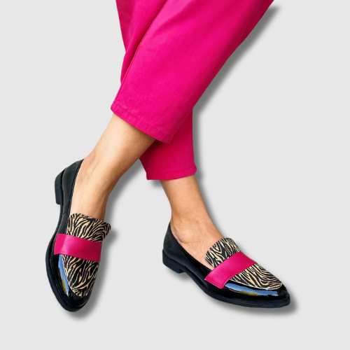 Zoya | Leopard Print Moccasins with Pink Detail