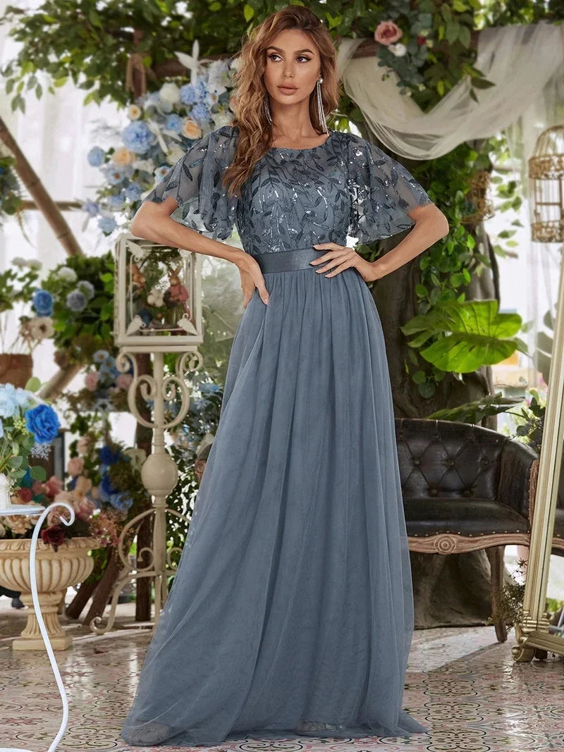 Margot | Sequin Maxi Dress with Short Sleeves