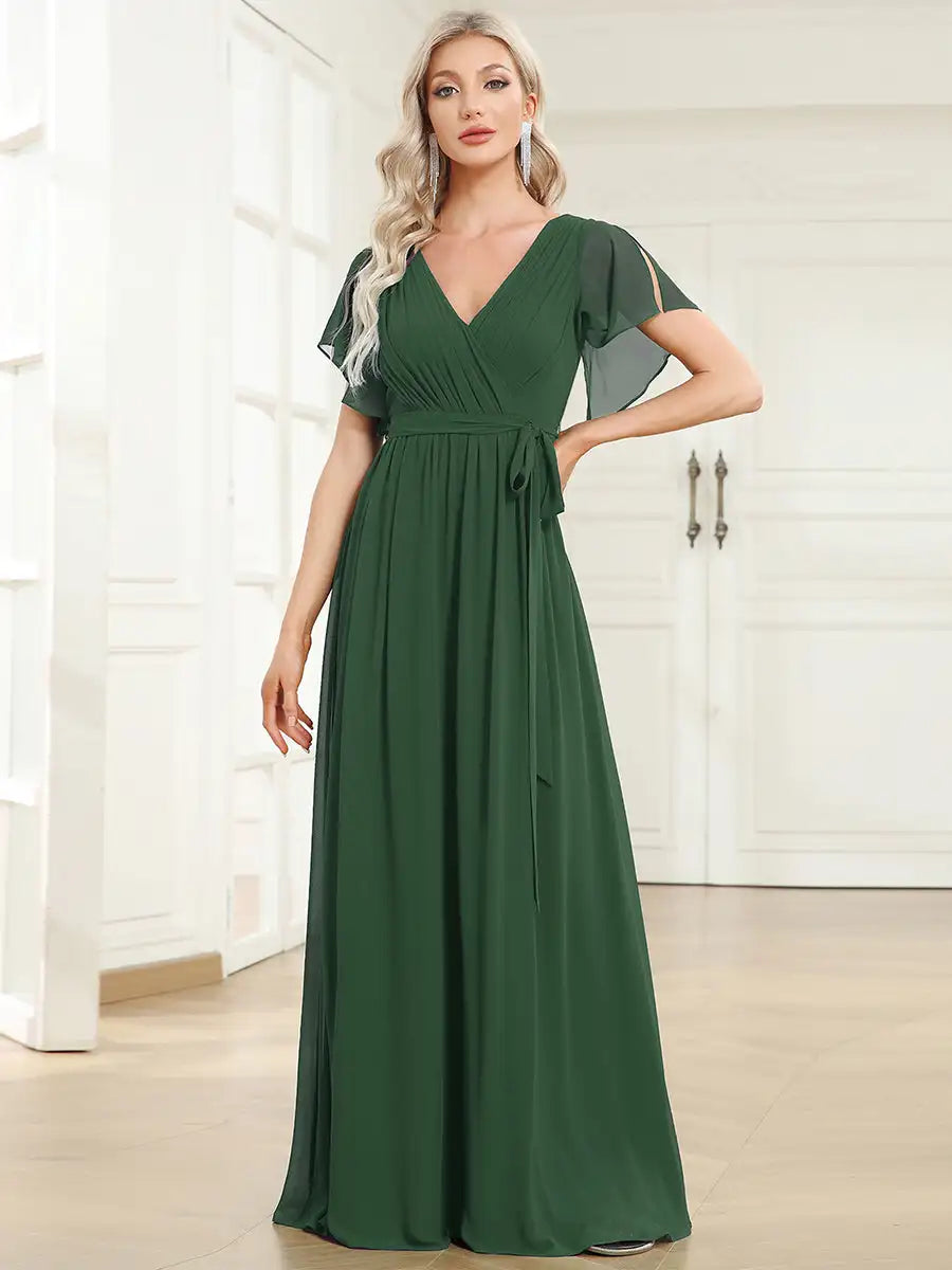 Simone | Classic A-Line Chiffon Evening Dress