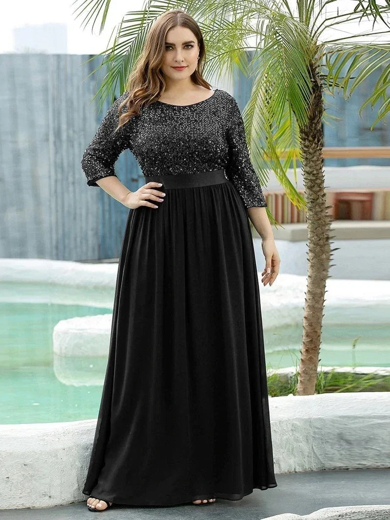Odette | Sequin A-Line Long Sleeve Dress