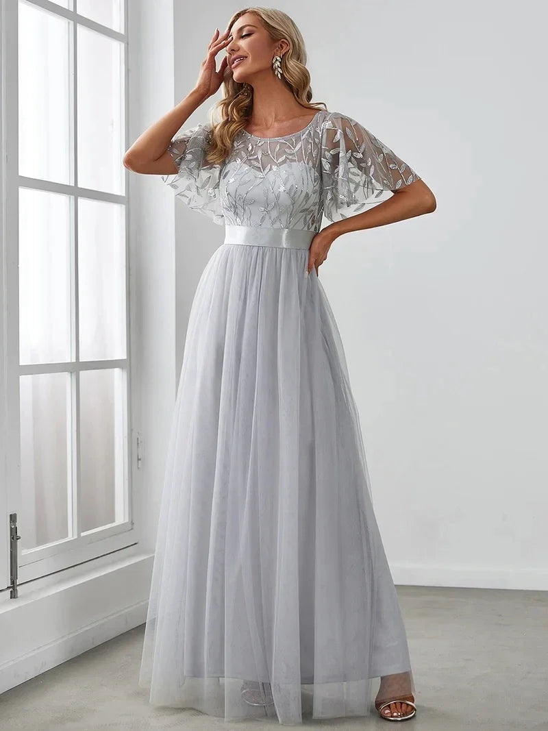 Margot | Sequin Maxi Dress with Short Sleeves