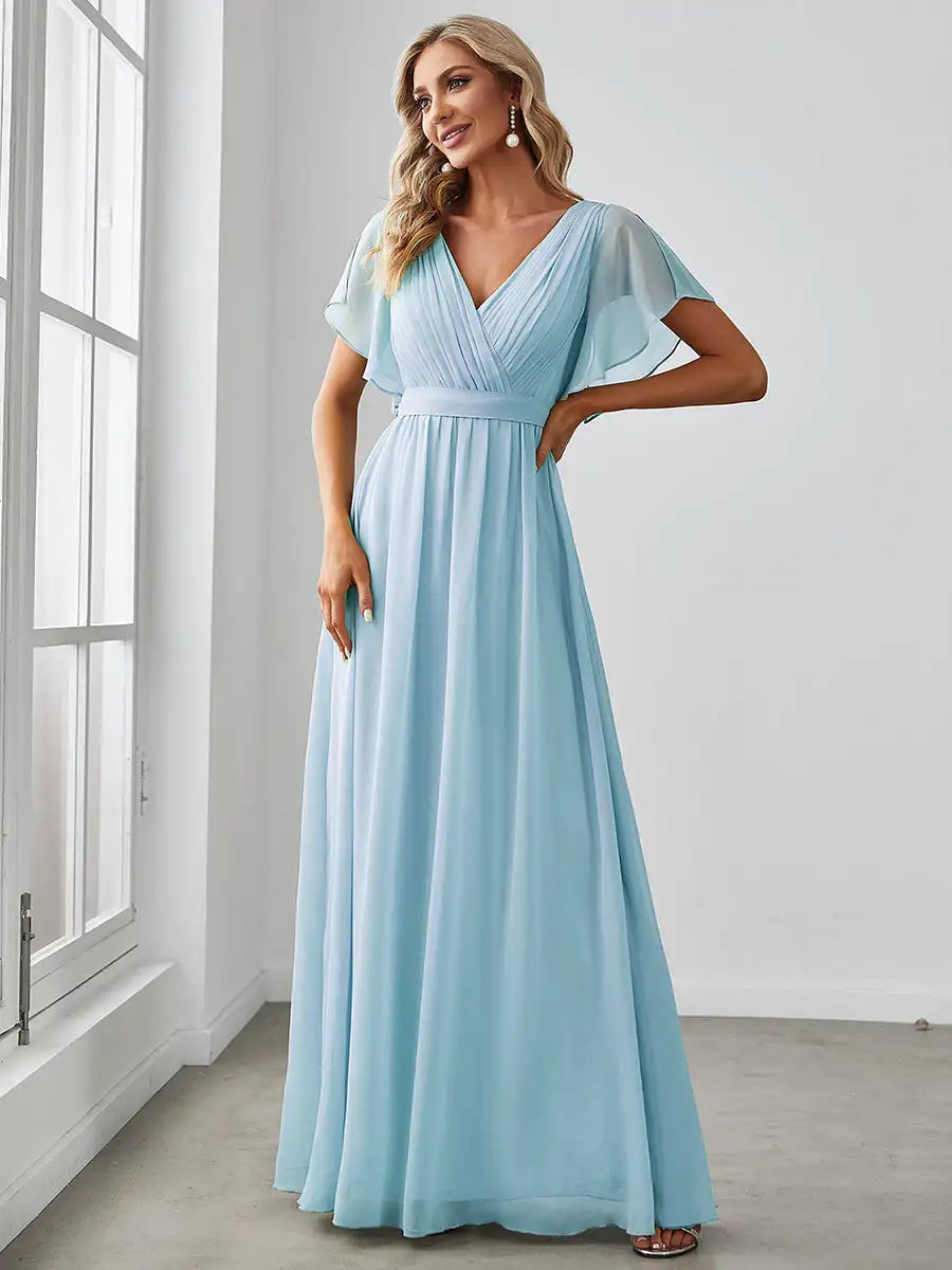 Simone | Classic A-Line Chiffon Evening Dress