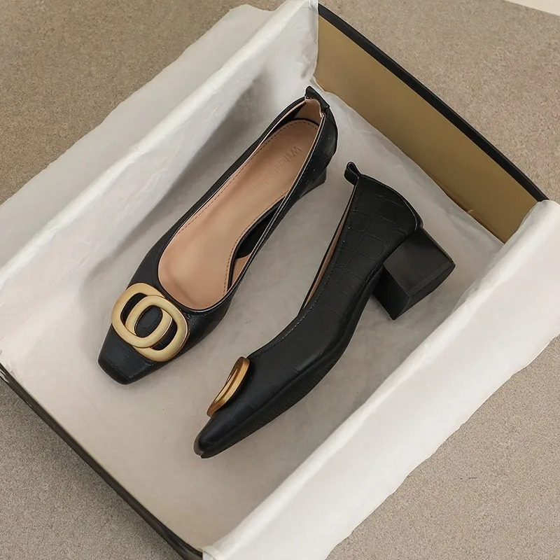 Opium Crest | Square-Toe Block Heels