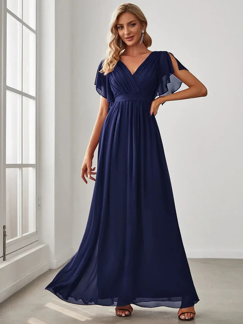 Simone | Classic A-Line Chiffon Evening Dress