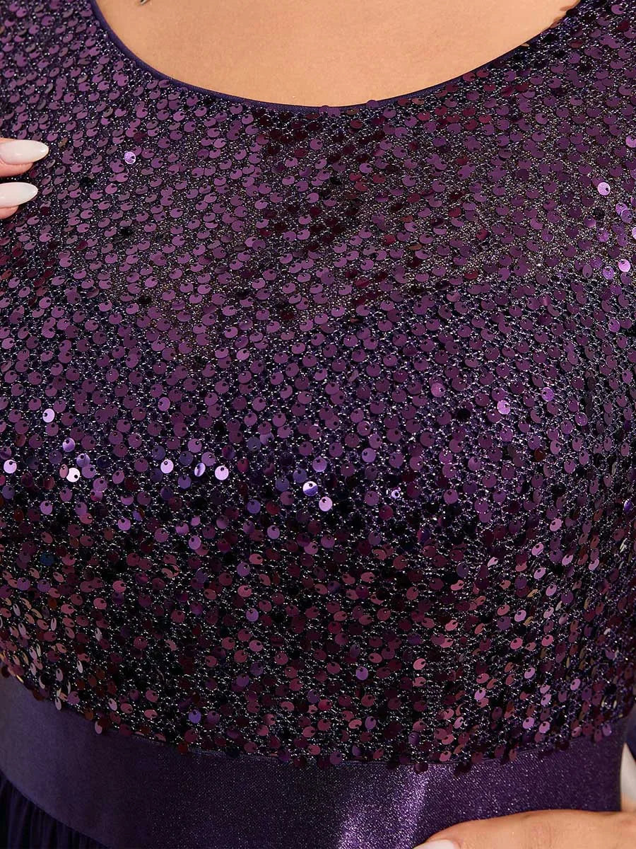 Odette | Sequin A-Line Long Sleeve Dress