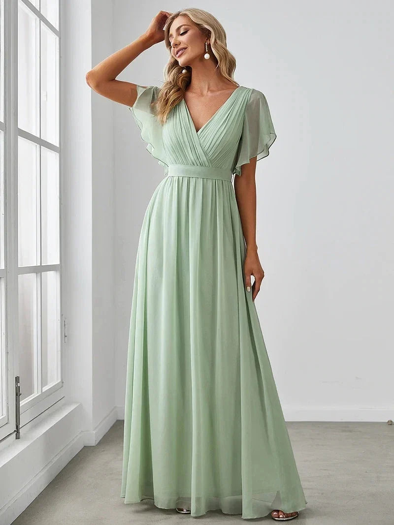 Simone | Classic A-Line Chiffon Evening Dress