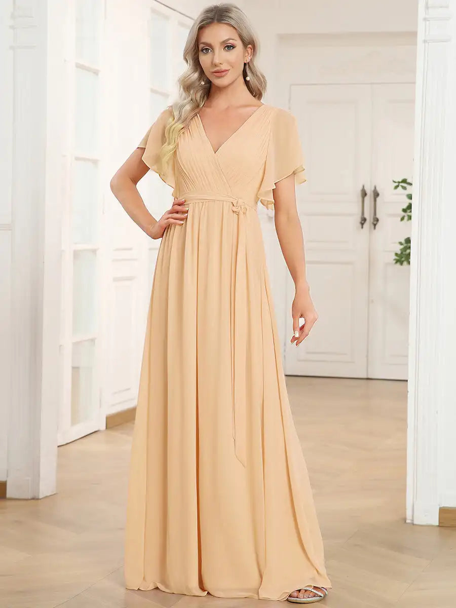 Simone | Classic A-Line Chiffon Evening Dress